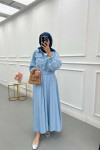 Sare Fashion Snap Jacket Skirt Suit Blue