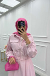 Sare Fashion Snap Jacket Skirt Set Pink