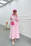 Sare Fashion Snap Jacket Skirt Set Pink