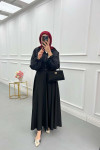 Sare Fashion Snap Jacket Skirt Suit Black