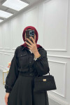Sare Fashion Snap Jacket Skirt Suit Black