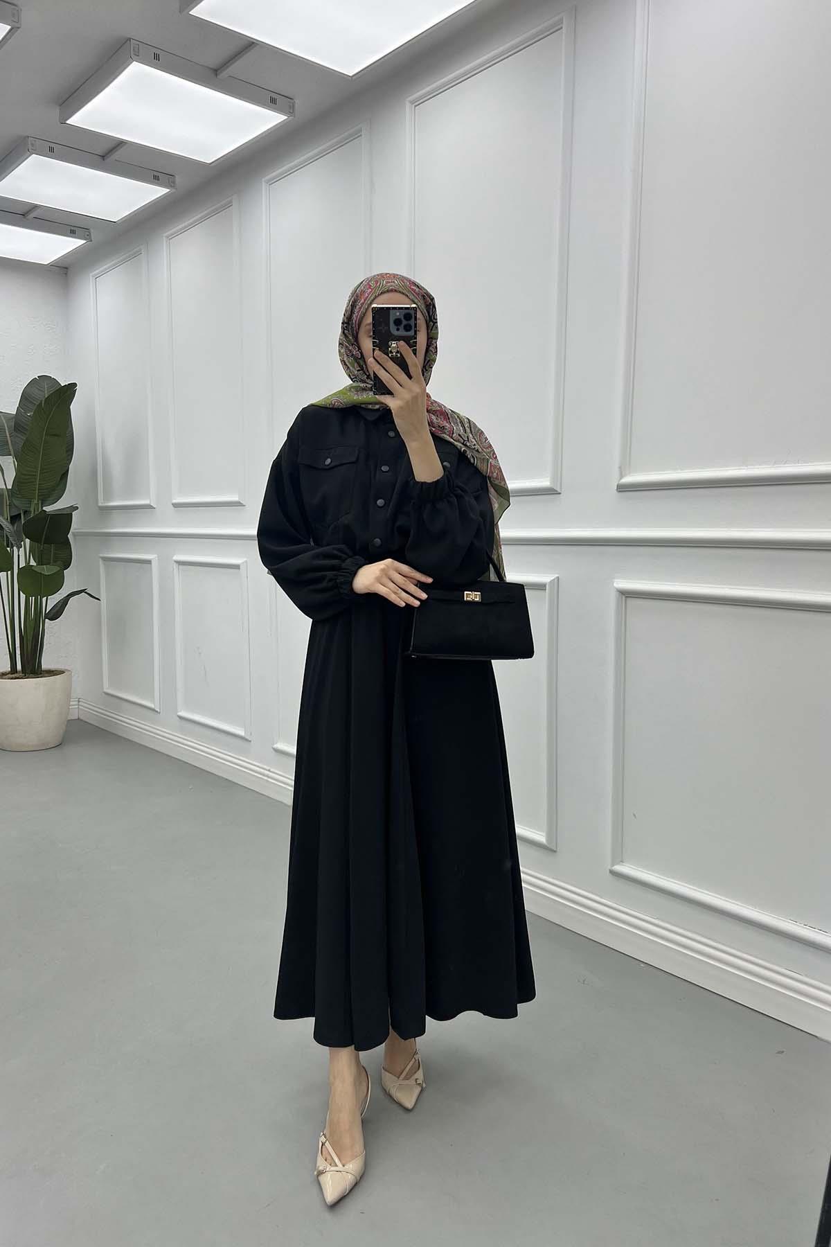 Sare Fashion Snap Jacket Skirt Suit Black