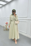 Sare Fashion Snap Jacket Skirt Set Soft Green