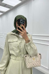 Sare Fashion Snap Jacket Skirt Set Soft Green