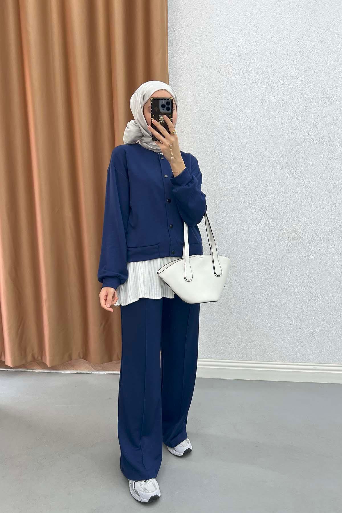 Oysh Suit Navy Blue with Snap Jacket