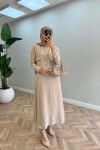 Sare Fashion Snap Skirt Set Beige