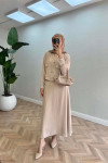 Sare Fashion Snap Skirt Set Beige