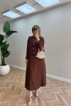 Sare Fashion Snap Skirt Set Brown