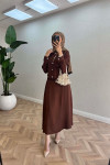 Sare Fashion Snap Skirt Set Brown