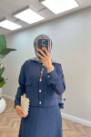 Sare Fashion Snap Skirt Set Navy Blue