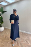 Sare Fashion Snap Skirt Set Navy Blue