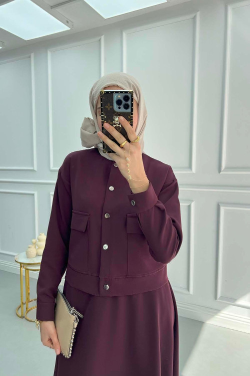 Snap-on Skirt Suit Plum