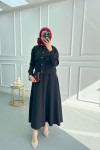 Snap Skirt Suit Black
