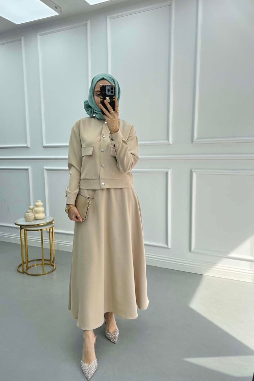 Snap Skirt Set Stone