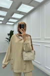 Sare Fashion Snap-On Hooded Set Beige