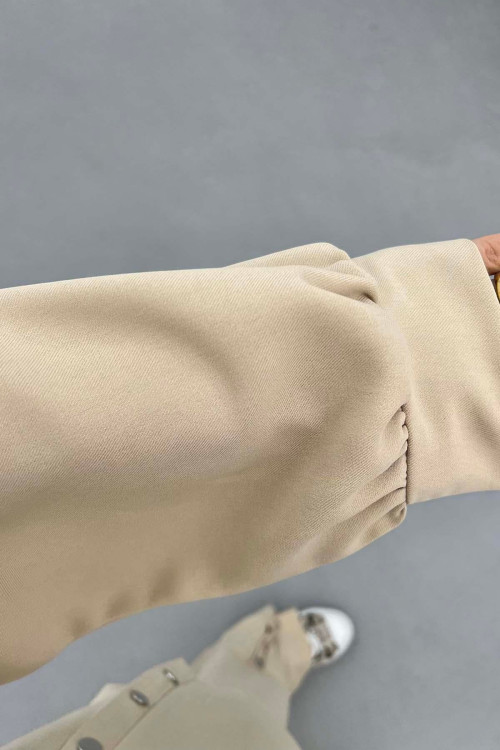 Sare Fashion Snap-On Hooded Set Beige