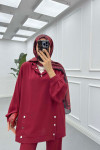 Sare Fashion Snap-On Hooded Suit Claret Red