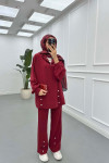 Sare Fashion Snap-On Hooded Suit Claret Red