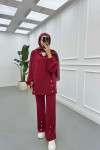 Sare Fashion Snap-On Hooded Suit Claret Red