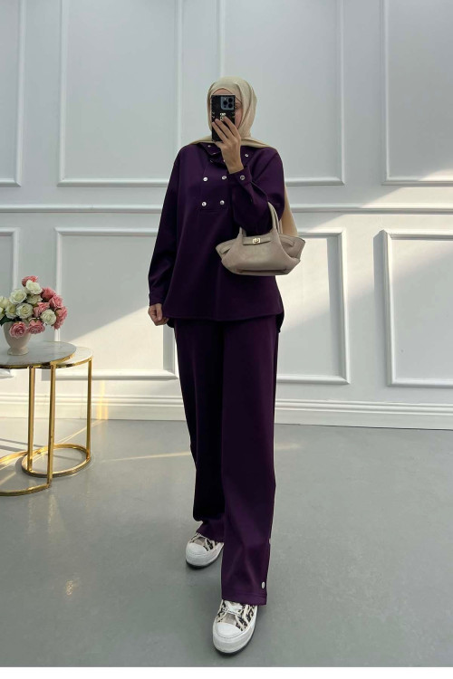 Sare Fashion Snap Scuba Suit Purple Sare Fashion Snap Scuba Suit Purple