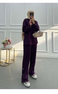 Sare Fashion Snap Scuba Suit Purple