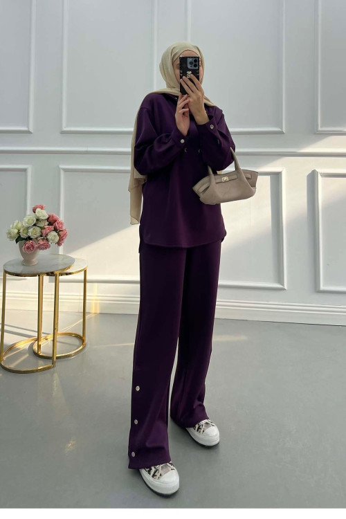 Sare Fashion Snap Scuba Suit Purple Sare Fashion Snap Scuba Suit Purple