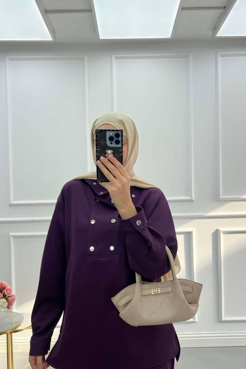 Sare Fashion Snap Scuba Suit Purple Sare Fashion Snap Scuba Suit Purple