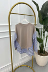 Stripe Detailed Tunic Beige