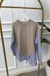 Stripe Detailed Tunic Beige