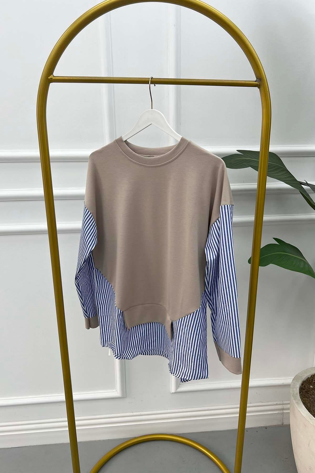 Stripe Detailed Tunic Beige