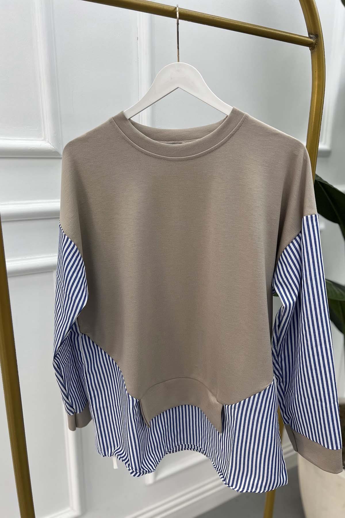 Stripe Detailed Tunic Beige