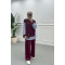 Stripe Detailed Tunic Claret Red