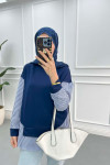 Stripe Detailed Tunic Navy Blue
