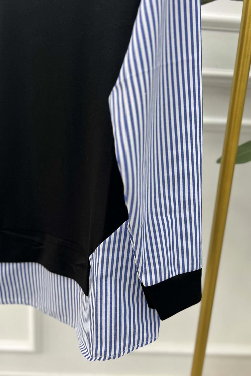 Striped Detailed Tunic Black