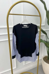Striped Detailed Tunic Black