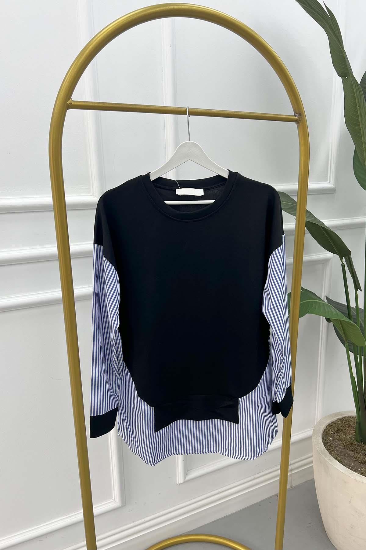 Striped Detailed Tunic Black