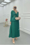 Sare Fashion Striped Lined Jacket Set Benetton Green