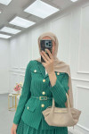 Sare Fashion Striped Lined Jacket Set Benetton Green