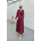 Sare Fashion Striped Lined Jacket Set Claret Red