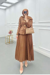 Sare Fashion Striped Lined Jacket Set Brown
