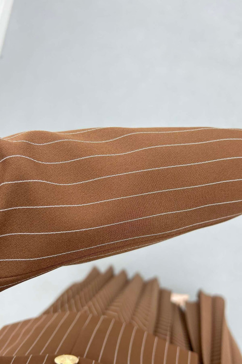Sare Fashion Striped Lined Jacket Set Brown