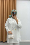 Striped Jacket Set White