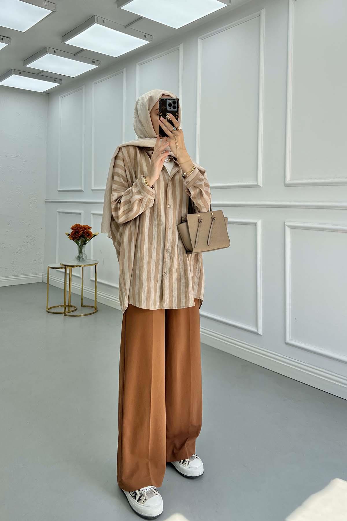 Sare Fashion Striped Shirt Mink