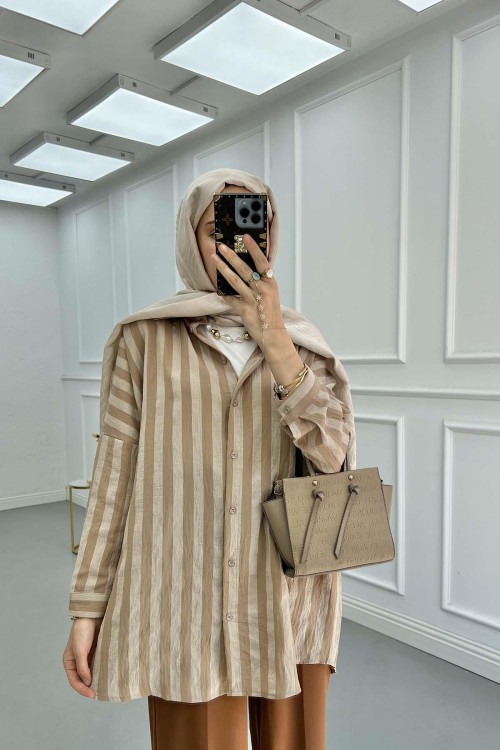 Sare Fashion Striped Shirt Mink