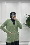 Striped Thin Knit Cardigan Aqua Green