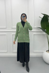 Striped Thin Knit Cardigan Aqua Green