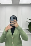 Striped Thin Knit Cardigan Aqua Green