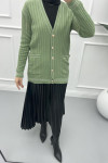 Striped Thin Knit Cardigan Aqua Green