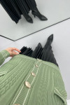 Striped Thin Knit Cardigan Aqua Green