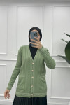 Striped Thin Knit Cardigan Aqua Green